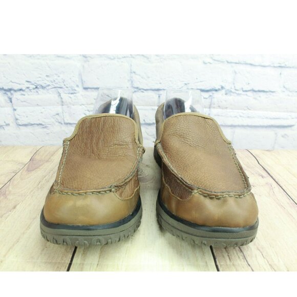LL Bean All Week Brown Leather Shearling Lined Moccasin Slippers Size 11 M - Picture 4 of 9